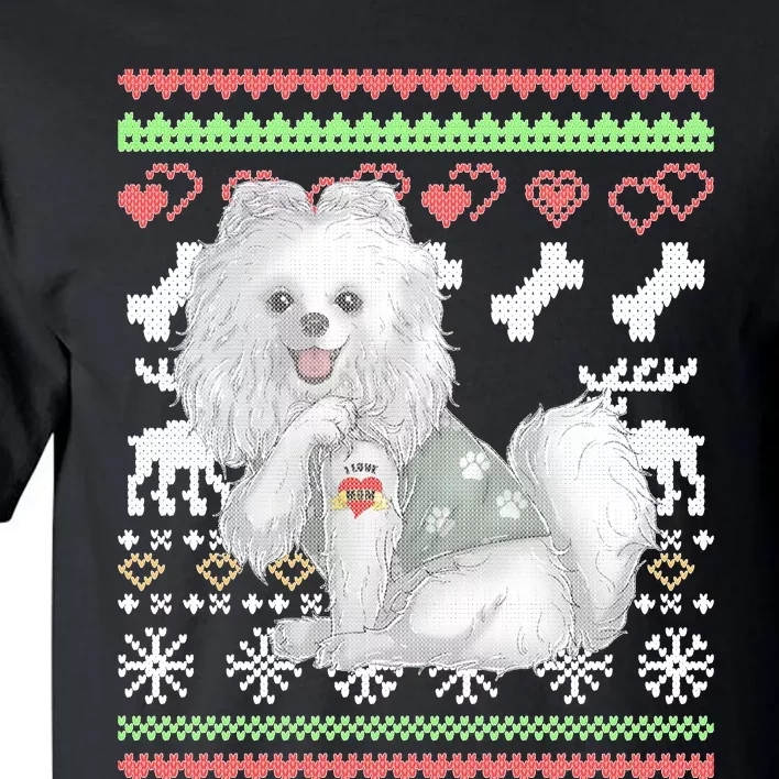 Pomeranian Dog Santa Claus Ugly Christmas Pattern Long Sleeve Tall T-Shirt