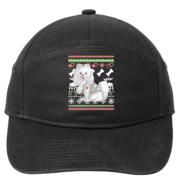 Pomeranian Dog Santa Claus Ugly Christmas Pattern Long Sleeve 7-Panel Snapback Hat