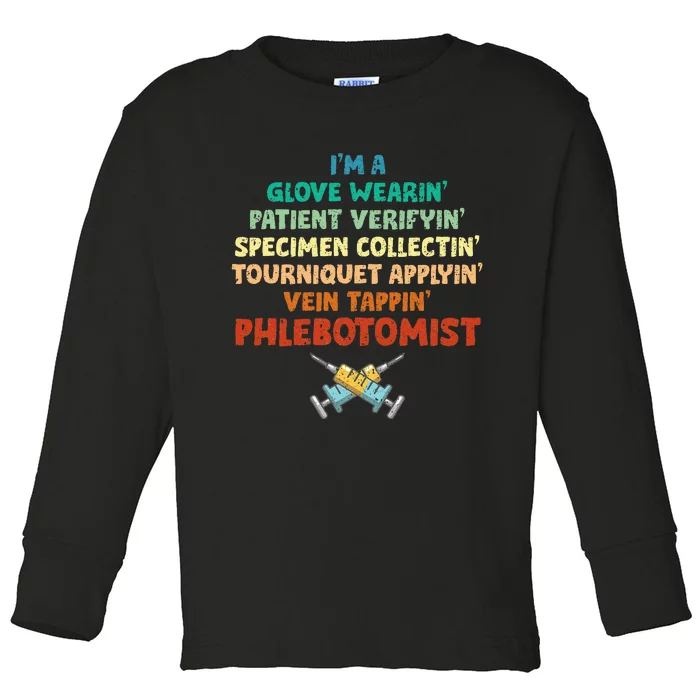 Phlebotomist Definition Syringe Nurse Phlebotomy Toddler Long Sleeve Shirt