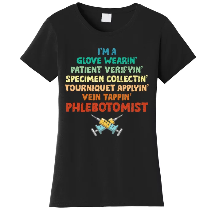 Phlebotomist Definition Syringe Nurse Phlebotomy Women's T-Shirt