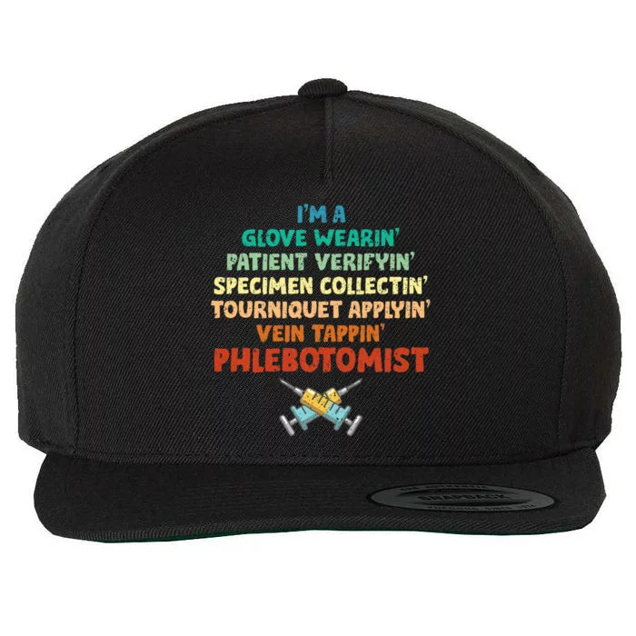 Phlebotomist Definition Syringe Nurse Phlebotomy Wool Snapback Cap