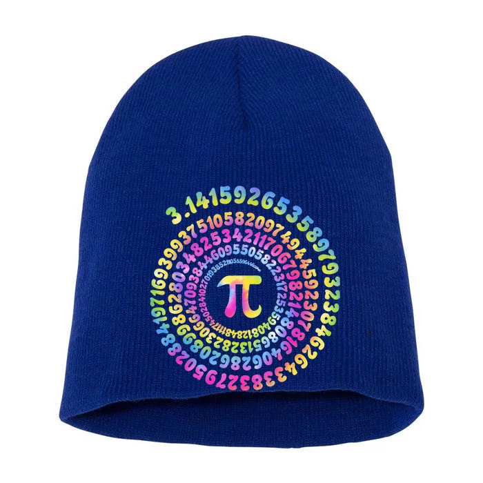 Pi Day Spiral Pi Tie Dye Numbers Math Pi Day 3.14 Short Acrylic Beanie