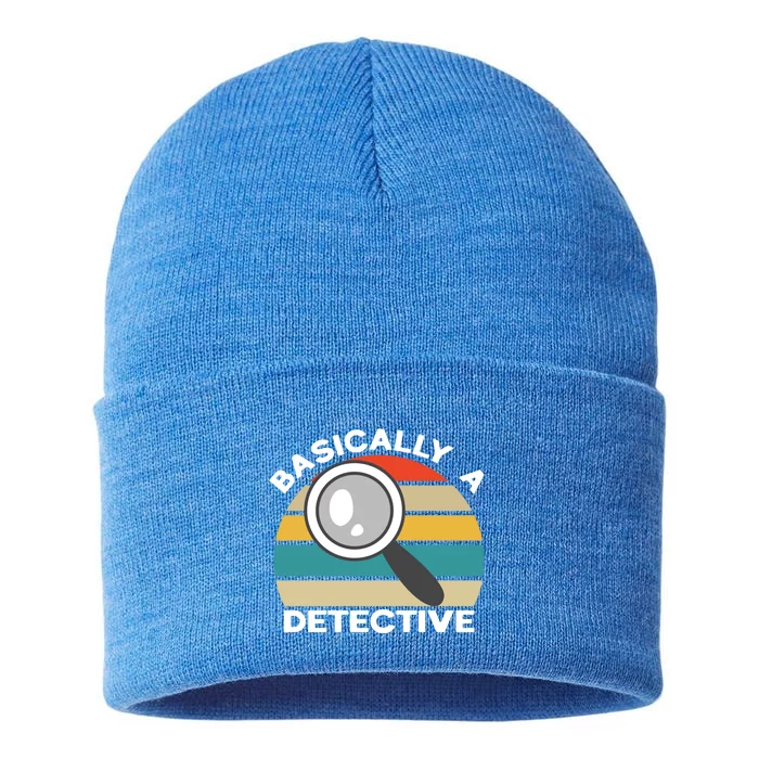 Private Detective Secret Spy Team Basically A Detective Gift Sustainable Knit Beanie