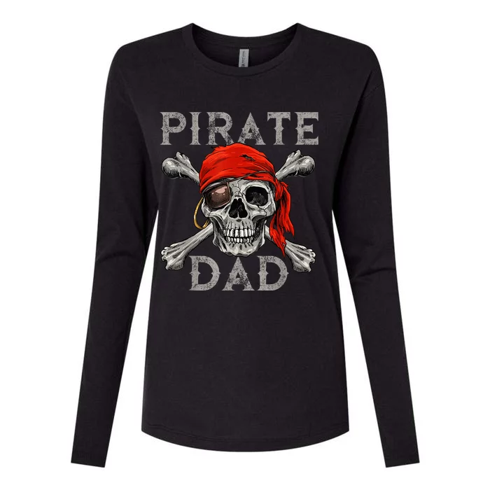 Pirate Dad Shirt Jolly Roger Skull & Crossbones Flag Womens Cotton Relaxed Long Sleeve T-Shirt