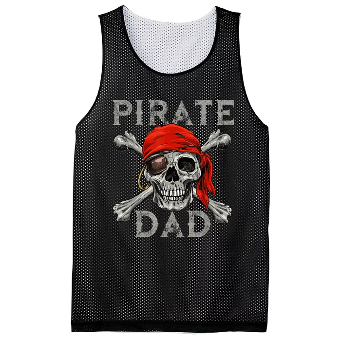 Pirate Dad Shirt Jolly Roger Skull & Crossbones Flag Mesh Reversible Basketball Jersey Tank