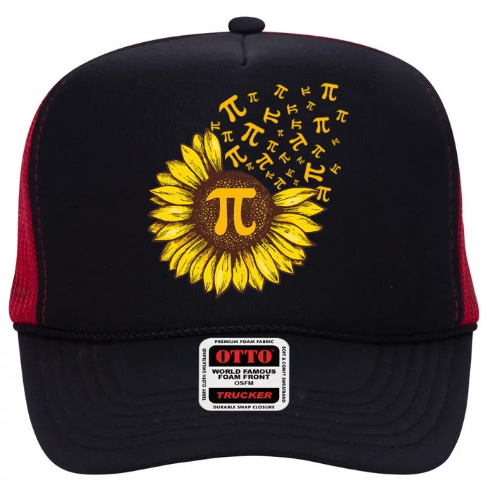 Pi Day Sunflower Floral Flower High Crown Mesh Trucker Hat