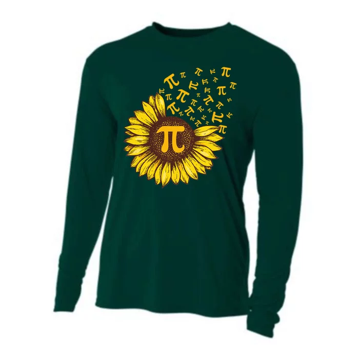 Pi Day Sunflower Floral Flower Cooling Performance Long Sleeve Crew