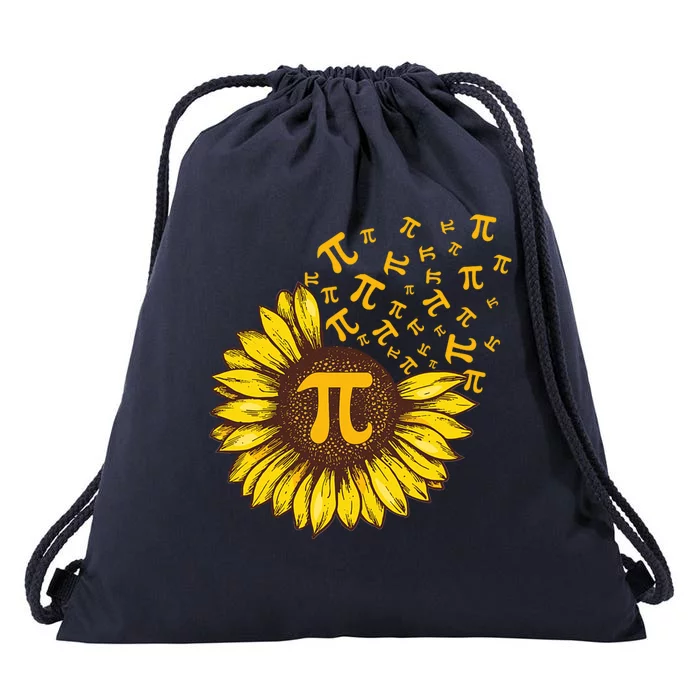 Pi Day Sunflower Floral Flower Drawstring Bag