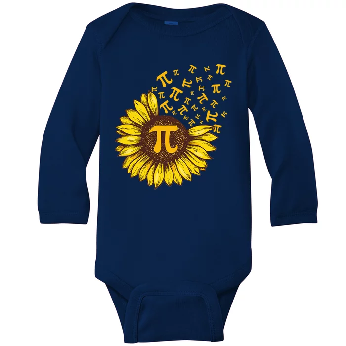 Pi Day Sunflower Floral Flower Baby Long Sleeve Bodysuit