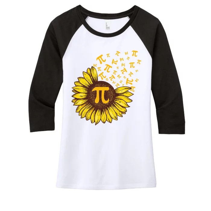 Pi Day Sunflower Floral Flower Women's Tri-Blend 3/4-Sleeve Raglan Shirt