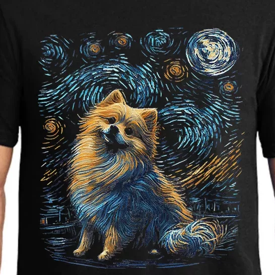 Pomeranian Dog Starry Night Dogs Lover Gifts Graphic Pajama Set