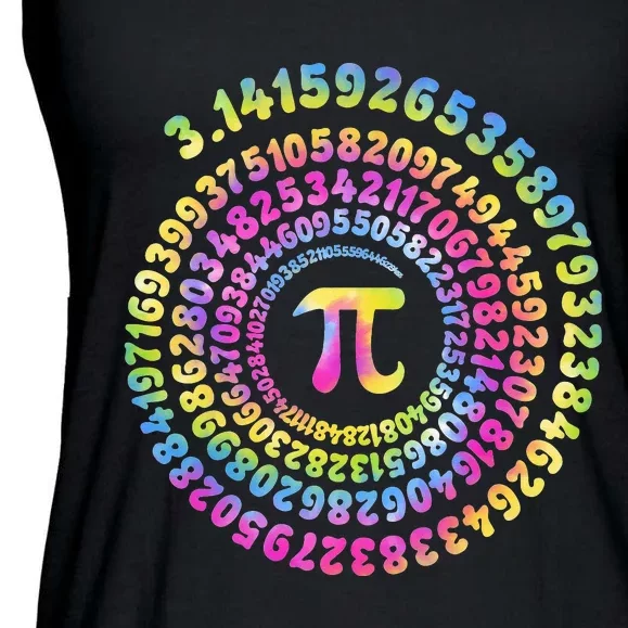 Pi Day Spiral Pi Tie Dye Numbers Math Tee Pi Day 3.14 Ladies Essential Flowy Tank