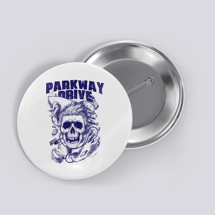 Parkway Drive Surfer Skull White Button