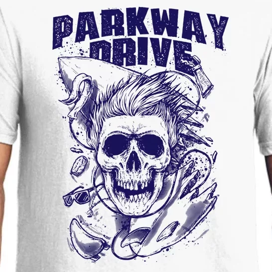 Parkway Drive Surfer Skull White Pajama Set