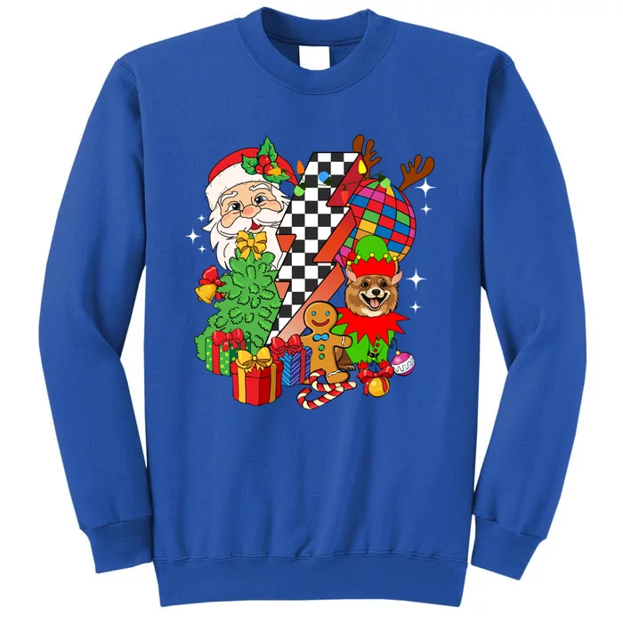 Pomeranian Dog Santa Claus Christmas Retro Pomeranian Xmas Gift Tall Sweatshirt