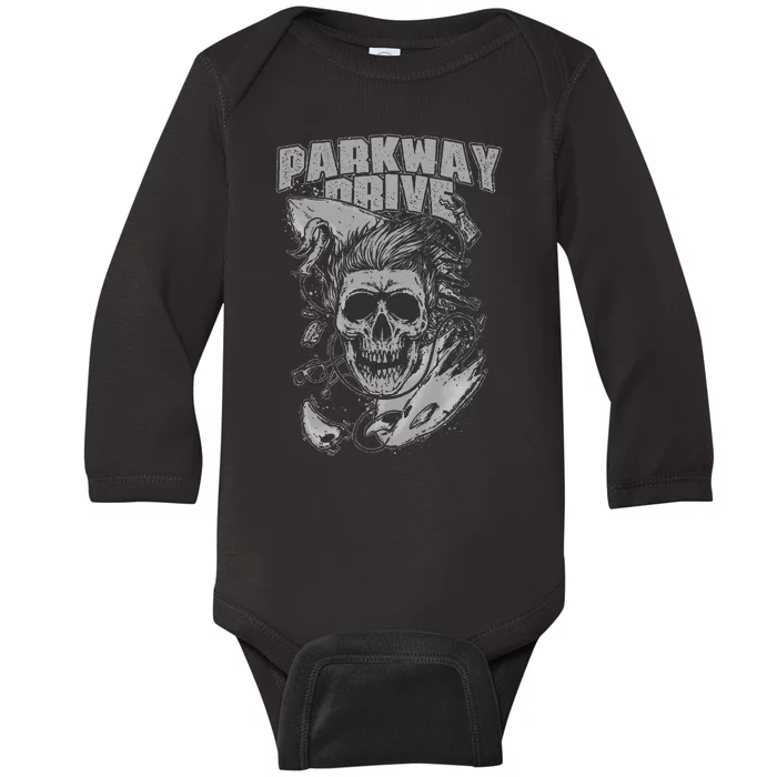 Parkway Drive Surfer Skull Black Baby Long Sleeve Bodysuit