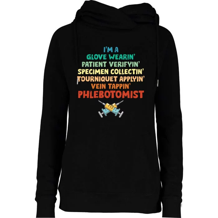 Phlebotomist Definition Syringe Nurse Phlebotomy Womens Funnel Neck Pullover Hood