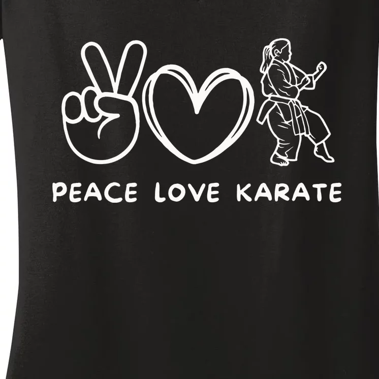 Peace, Love Karate Girl Retro Karate Girl Lover Martial Arts Women's V-Neck T-Shirt