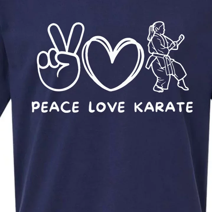 Peace, Love Karate Girl Retro Karate Girl Lover Martial Arts Sueded Cloud Jersey T-Shirt