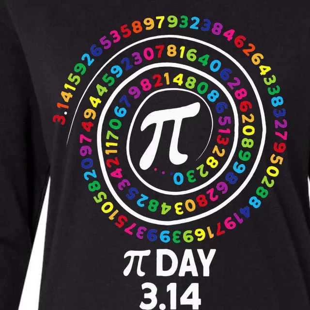 Pi Day Spiral Color Numbers 3 14 Happy Pi Day Womens Cotton Relaxed Long Sleeve T-Shirt