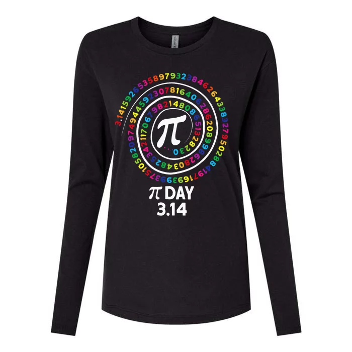 Pi Day Spiral Color Numbers 3 14 Happy Pi Day Womens Cotton Relaxed Long Sleeve T-Shirt