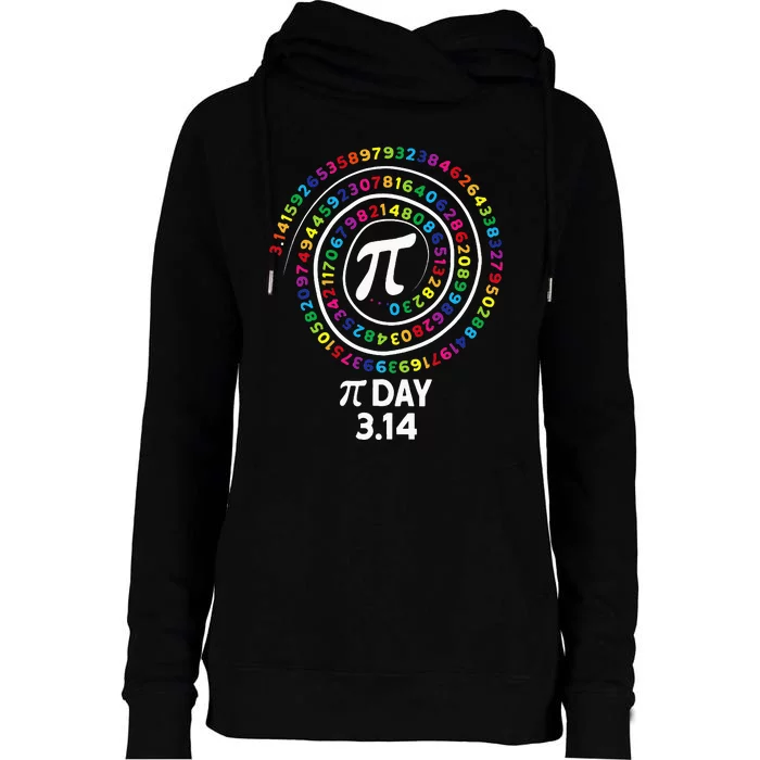 Pi Day Spiral Color Numbers 3 14 Happy Pi Day Womens Funnel Neck Pullover Hood