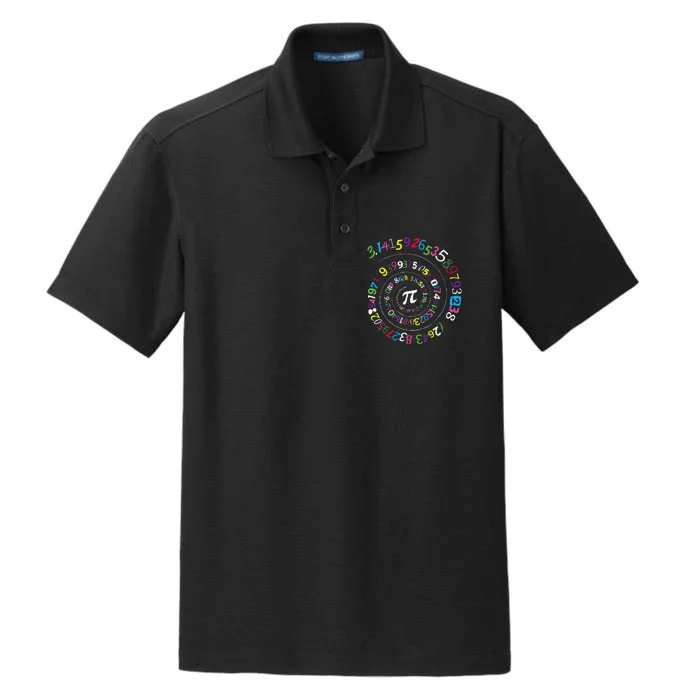 Pi Day Spiral Pi Color Numbers Teacher Student Dry Zone Grid Performance Polo