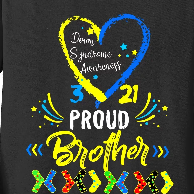 Proud Down Syndrome Brother Awareness Kids Long Sleeve Shirt