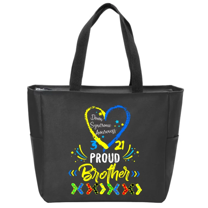 Proud Down Syndrome Brother Awareness Zip Tote Bag