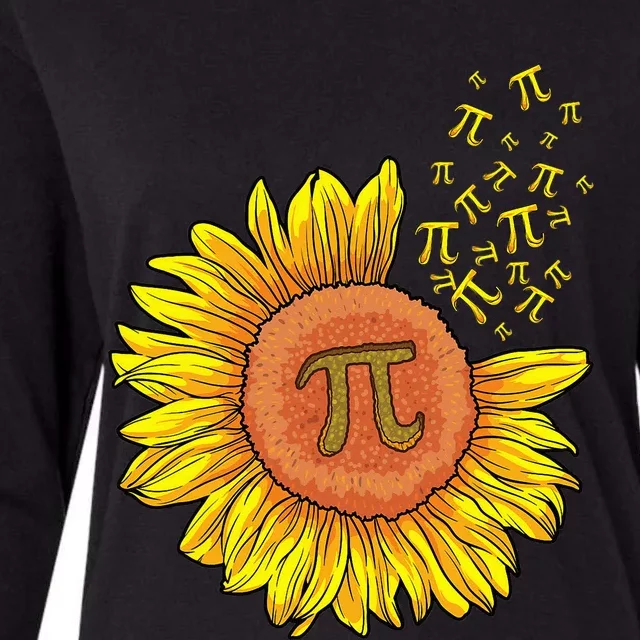 Pi Day Sunflower 3.14 Pi Number Symbol Math Teacher Science Womens Cotton Relaxed Long Sleeve T-Shirt