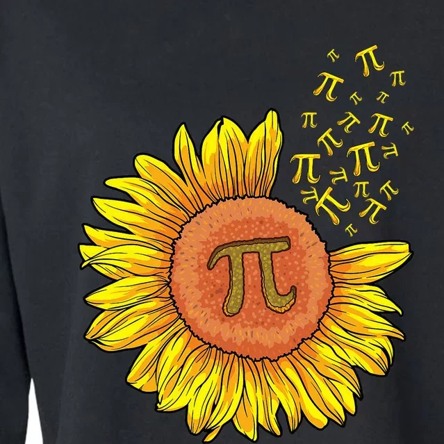 Pi Day Sunflower 3.14 Pi Number Symbol Math Teacher Science Cropped Pullover Crew