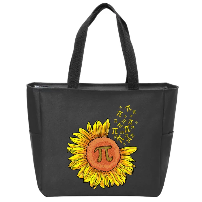 Pi Day Sunflower 3.14 Pi Number Symbol Math Teacher Science Zip Tote Bag