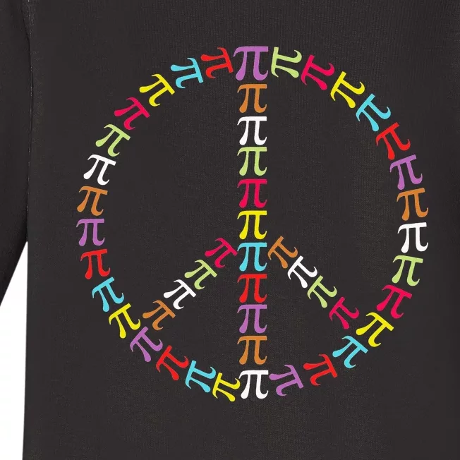 Pi Day Symbol Peace Sign funny Math Teacher Baby Long Sleeve Bodysuit