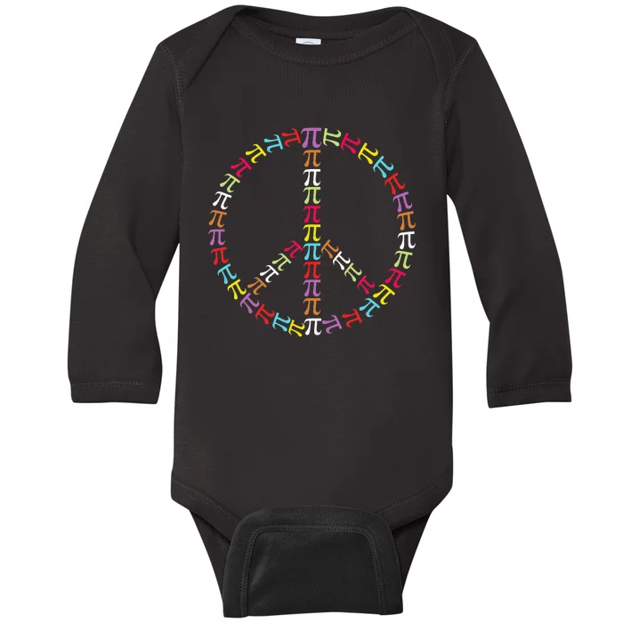 Pi Day Symbol Peace Sign funny Math Teacher Baby Long Sleeve Bodysuit