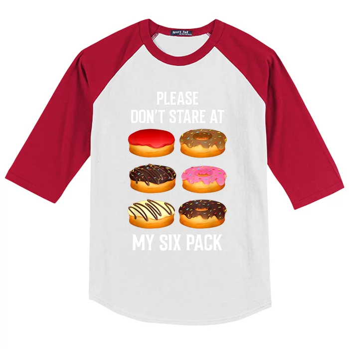 Please Dont Stare At My Six Pack Donuts Abs Six Pack Workout Kids Colorblock Raglan Jersey