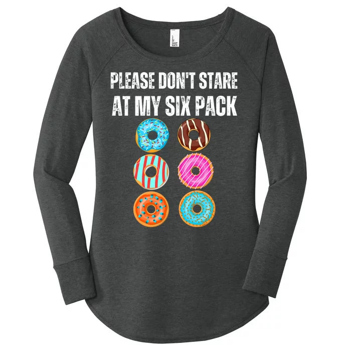 Please Dont Stare Donuts Abs Six Pack Workout Women's Perfect Tri Tunic Long Sleeve Shirt