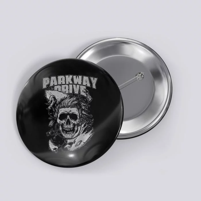 Parkway Drive Surfer Skull Black Button