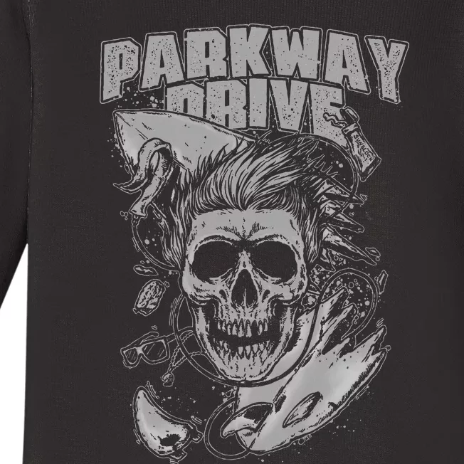 Parkway Drive Surfer Skull Black Baby Long Sleeve Bodysuit