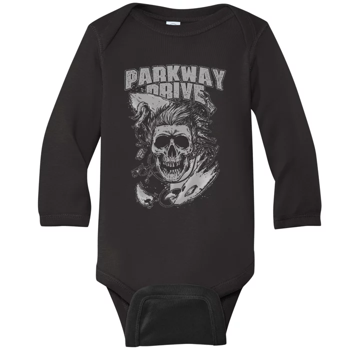 Parkway Drive Surfer Skull Black Baby Long Sleeve Bodysuit