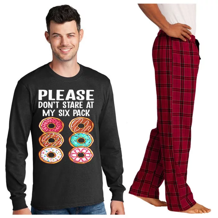 Please Dont Stare At My Six Pack Donuts Funny Workout Gym Long Sleeve Pajama Set