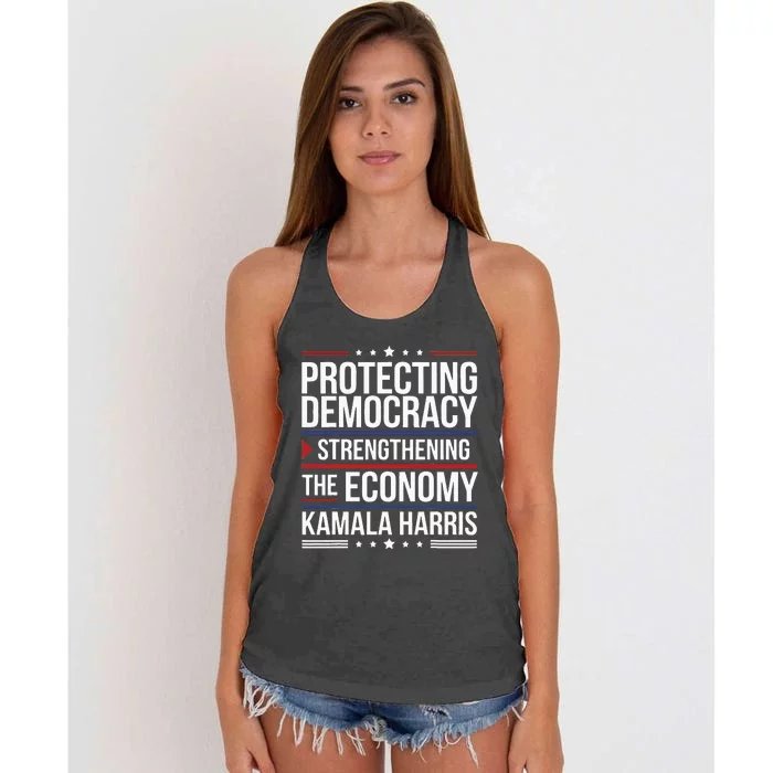 Protecting Democracy Strengthening The Economy Harris Women's Knotted Racerback Tank