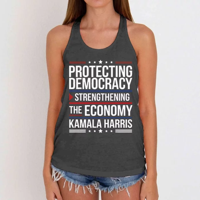 Protecting Democracy Strengthening The Economy Harris Women's Knotted Racerback Tank