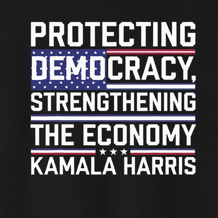 Protecting Democracy Strengthening The Economy Kamala Women's Crop Top Tee