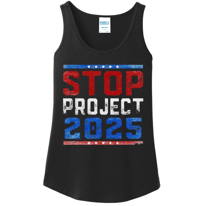 Pro Democracy Stop Project 2025 Election 2024 Ladies Essential Tank