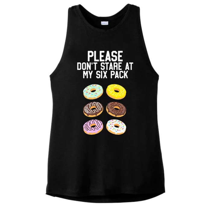 Please Don't Stare Donuts Abs Six Pack Funny Ladies Tri-Blend Wicking Tank