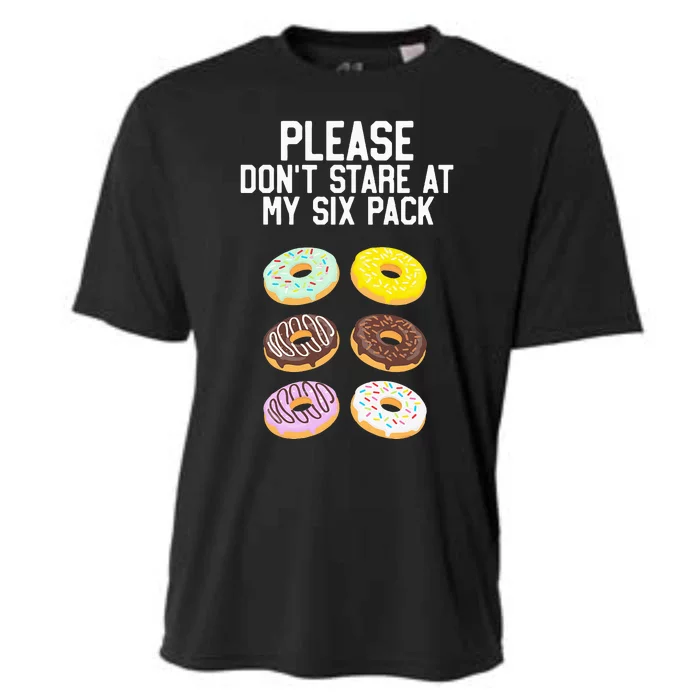 Please Don't Stare Donuts Abs Six Pack Funny Cooling Performance Crew T-Shirt