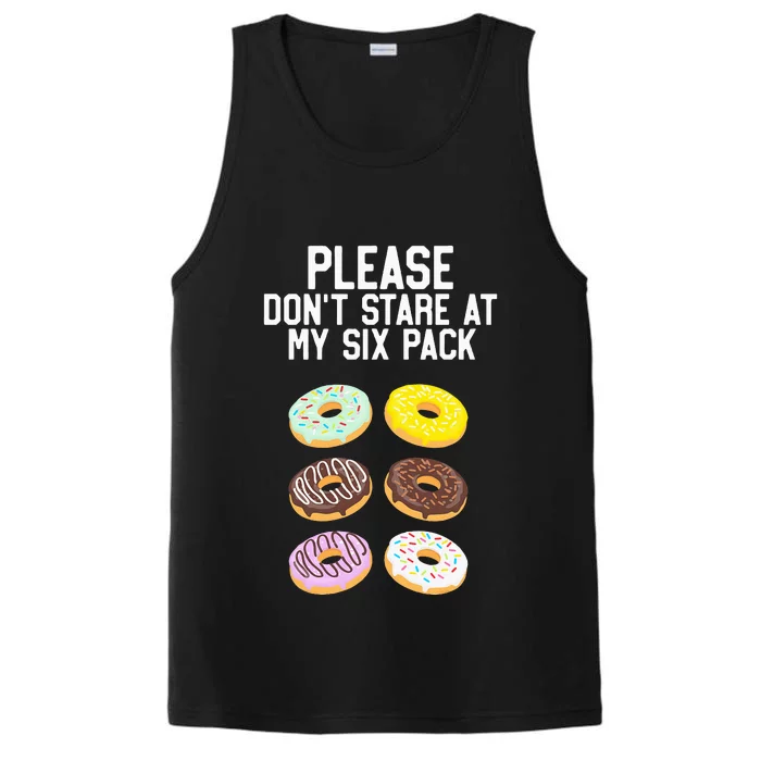 Please Don't Stare Donuts Abs Six Pack Funny Performance Tank