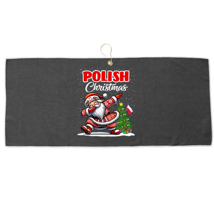 Poland Dabbing Santa Christmas Poland Flag Large Microfiber Waffle Golf Towel