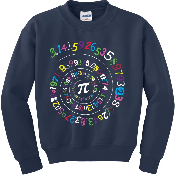 Pi Day Spiral Pi Color Numbers Teacher Student Kids Sweatshirt