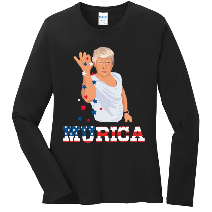 President Donald Trump Murica Bae Patriotic America Ladies Long Sleeve Shirt